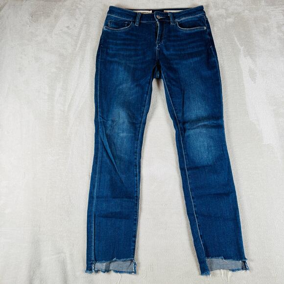 Pilcro and the Letterpress Jeans Womens 28 Dark Wash Blue Denim Mid Rise Skinny - Picture 1 of 13